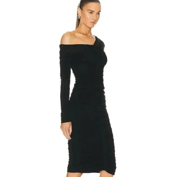 A.L.C. Black Marie Ruched Jersey Dress. Sz: M - Picture 2 of 15